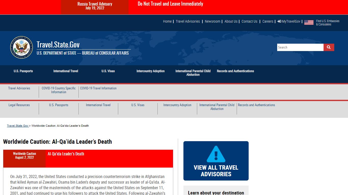 Worldwide Caution: Al-Qa’ida Leader’s Death